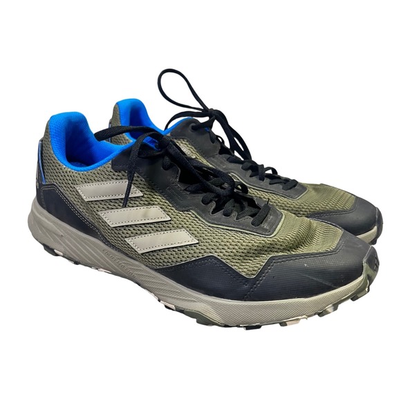 Adidas Tracefinder Trail Running Shoes Olive Green TRAXION Camo Sneakers M 13 - Picture 1 of 11